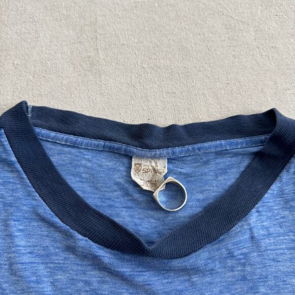 Vintage 70s Go Climb A Rock Ringer Shirt XL Yosemite Mountaineering Mayo Spruce - Picture 6 of 9